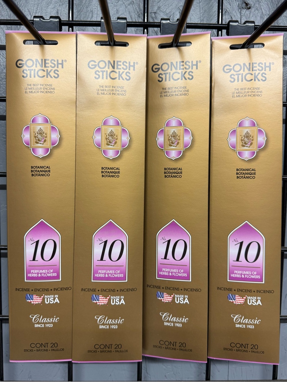 Gonesh Sticks No. 10 Botanical Incense Sticks-4 packs 80 sticks total